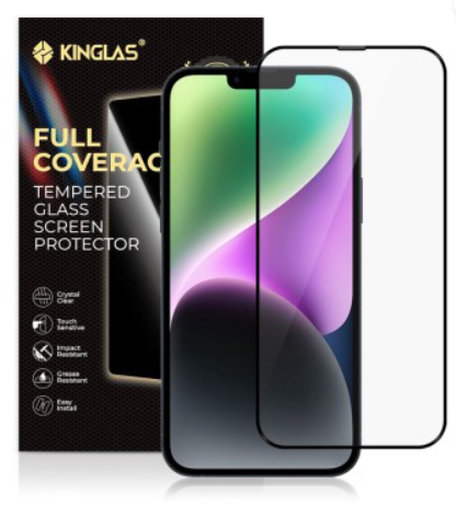 Kinglas Full Screen Black Edge Tempered Glass Screen Protector for iPhone 13 / 13 Pro / 14